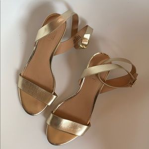 Ann Taylor Loft gold low block heel open toe
